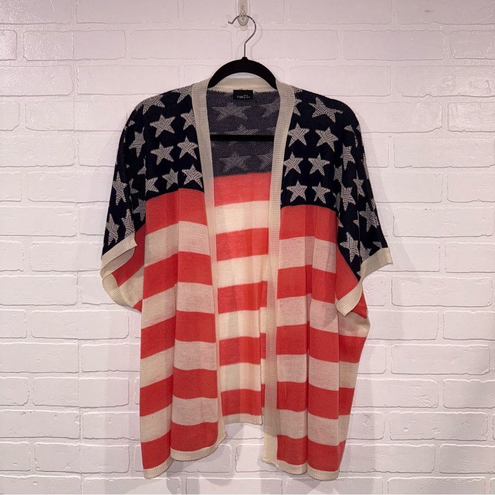 USA American Flag Open Front Cardigan